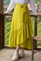 Ruffle Detailed Belted Skirt 1403 - Oil Green - 4