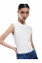 Cotton Slim Fit Zero Sleeve T-Shirt with Back Closure Detail