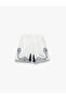 Ethnic Patterned Embroidered High Waist Muslin Shorts with Cotton Pockets - 3