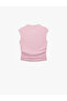 Draped Stand Collar Sleeveless Crop Slim Fit Top - 5