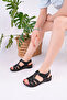 Women's Black Velvet Wedding Heel Orthopedic Sandals