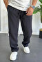 Men's Elastic Waist Modal Fabric Relaxed Cut Trousers Black Edw396 - 3