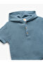 Short Sleeve Cotton Muslin Fabric Hooded Shirt - 3