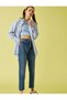 Women's Blue Pocketed Mom Skinny Leg Trousers - 2
