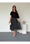 Bluzlu Polka Dot Chiffon Double Dress