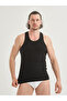 Men's Black Sports Tank Top 100% Cotton Asymmetrical Cut Crew Neck - 6
