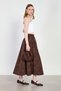 Women's floral embroidered long voile skirt - bitter brown