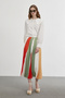 Pleated Color Blocked Green Skirt 0145 - 4