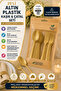 Set of 25 Gold Plastic Forks and Spoons Disposable Party Invitation Stylish Presentation 50 Piece Hard Plastic Pack