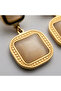 Pearlescent Double Stone Tarnish Stainless Steel Earrings - 4