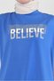 Text Printed Garnished Sweatshirt Tunic 43664 - 4
