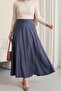 Zra Plain Satin Skirt - Smoked - 2