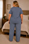 Women's Regular Plus Size Breeze Fabric Mom Pajama Set for Middle Age and Above 5021 - 3