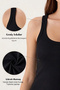 Women's Corded Fabric Look Thick Strap Basic Black Blouse Undershirt - 4