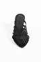 Nadina Black Satin Fabric Open-Toe Cage-Style Women's Heelled Slippers - 5