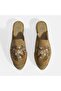 Limited Edition Beige Women's Floral Embroidered Suede Espadrille Slippers - 6