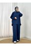 Zennur Side-Patched Slit Stitched Trousers Suit-Mf1876 Navy Blue