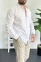 Men's Crinkle Fabric Shirt White Edw362 - 5