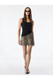 Stone Detailed High Waist Cotton Mini Leopard Skirt - 2