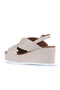 Gray Leather Women's Wedge Heeled Sandals 01Wa5600 - 4
