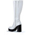 Women's White Leather Heeled Boots - 01wv5005 - 4