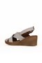 Gray Leather Women's Wedge Heeled Sandals 01We3906 - 4