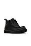 Black Leather Women's Flat Boots 01Wz5206 - 2