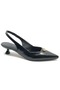 Feles Buckle Detailed Open Back Stiletto Heeled Women's Shoes Black - 3