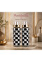 Set of 2 Checkerboard Pattern Gold Covered Glass 500ml Sippy Oil Pot