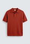 Red Textured Knitwear Men's Polo T-Shirt - 6