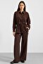 Waist Gathered Casual Model Shirt Brown 9413 - 3