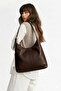 Women's Shoulder Bag Soft Exterior Textured Quality Craftsmanship Lined Eyelet Suede Leather Handbag with Zipper - 2