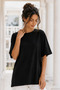 Women's 3-Piece Oversize T-Shirt Set Black White Pink – Crew Neck, Comfortable Fit, 100% Cotton - 5
