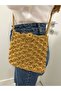 Gold Satin Cord Hand-Knitted Phone Bag Multipurpose Width 21cm Length 17cm Handle 140cm Both Stylish and Sporty Bag