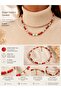 Natural Stone Design Necklace; Red Variscite & Drop Mother-Of-Pearl Stone - 8
