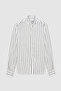 Slim Fit White Line Printed Shirt - 4