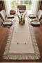Buldan Cendere Diaper Lacy Brown Beaded Handcrafted Antique Fringed 50X100 cm Runner