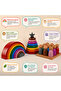 Educational Wooden Toy Ring Tower Rainbow Peg Doll Matching Set 9'Lu 28 Pieces - 2