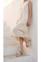Cream High Side Buckle Single Stripe Open Front Skin Summer Women's Wedge Sole Sandals Shoes - 7