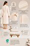 Women's Bathrobe Set 100% Cotton Certified 3-Piece Striped Shawl Collar Bathrobe and Towel Set - Cream - 3