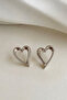 Silver Color Heart Figured Daily Style Earrings - 2