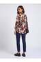 Women's Burgundy Patterned Modern V-Neck Blouse – Contour Fit |   Fluid Weaving |   Four Seasons - 2