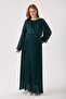 Maternity Green Pleated Chiffon Dress, Elastic Waist, Lined Inside - 6