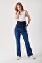 Maternity Adjustable Waist Spanish Leg Lycra Navy Blue Jeans - 2