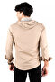 Beige Hooded Lycra Denim Shirt – Slim Fit Snap Closure Men's Shirt 2300396 - 5