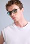 Men's Classic Square Black Metal Frame Blue Glass Polarized Sunglasses F0581Axns