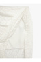 High Waist Slim Fit Lace Asymmetrical Midi Skirt with Stitching Detail - 6