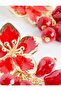 Red Flower Figured Dangle Modern Earrings - 2