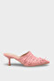 Women's Pointed Toe Lace Detailed Short Heeled Slippers Zerris Pink - 2