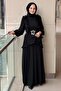 Ruffle Detailed Pleated Chiffon Evening Dress